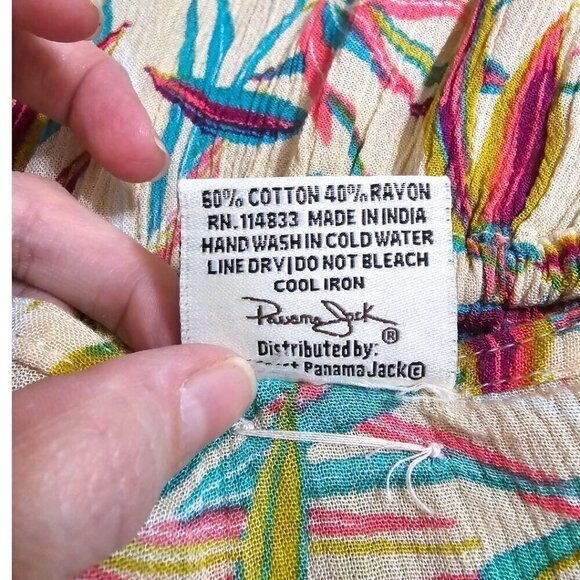 Panama Jack Tropical Spaghetti Strap V-Neck Beachy Cover Up Mini Dress Sz M - Picture 9 of 9